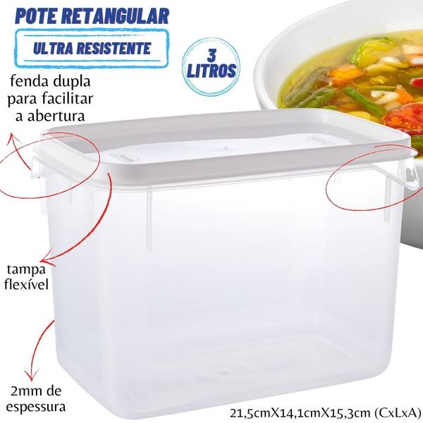 Imagem de Pote de plástico transparente para freezer e micro-ondas 3 litros Plasutil ref.2299