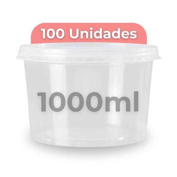 Imagem de Pote de Sorvete Bolo 100 Unidades 1000ml 1 Litro Grande - BP Potes