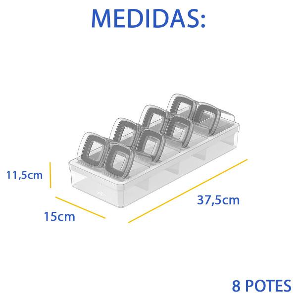 Imagem de Pote De Temperos Organizador de Gaveta Cozinha Casa 8 Potes Clear 