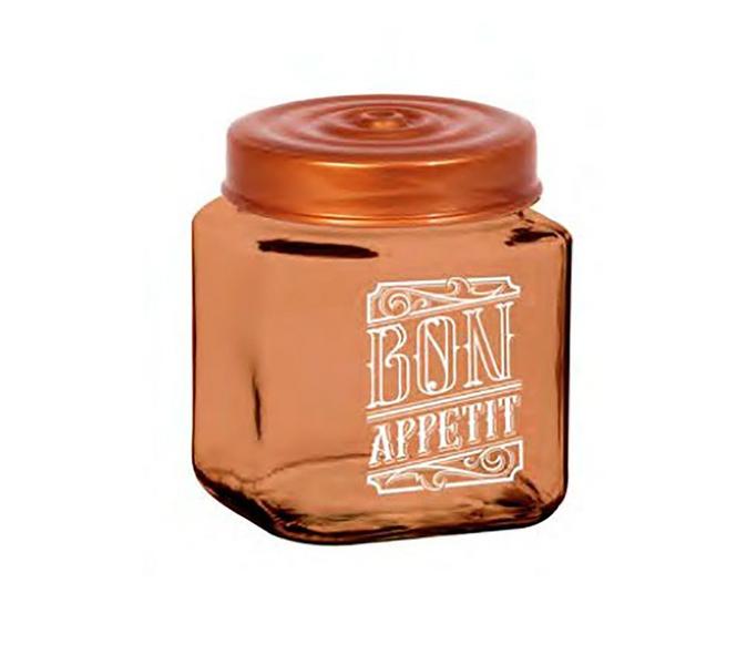 Imagem de Pote de vidro 1.5l bon appetit rose gold- casambiente