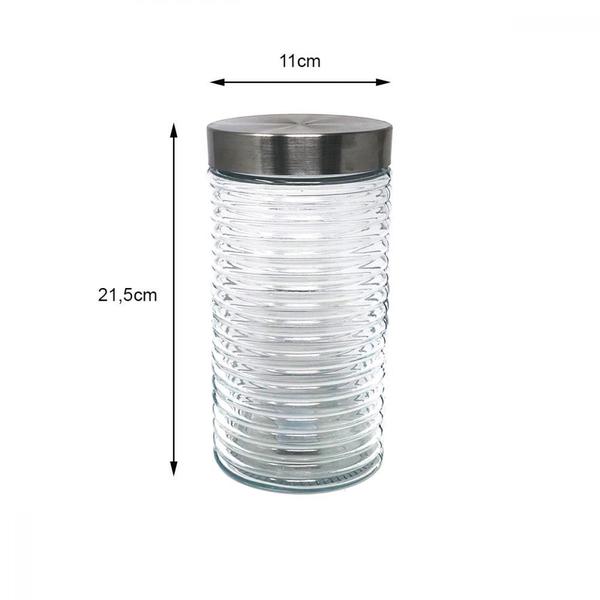 Pote de Vidro Alto Hermético Tampa Aço Inox Vedação Porta Mantimentos Alimentos Utensilio Cozinha Decoração 1780ml 21,5cm - Mabel Imagem de Pote de Vidro Alto Hermético Tampa Aço Inox Vedação Porta Mantimentos Alimentos Utensilio Cozinha Decoração 1780ml 21,5cm