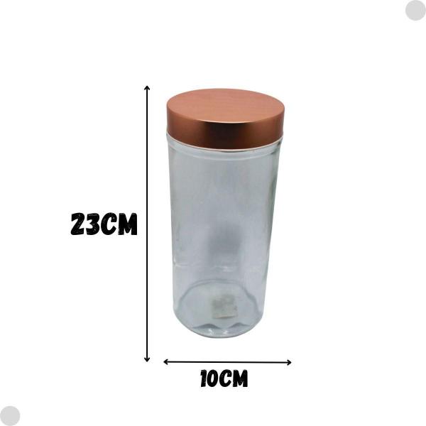 Pote De Vidro C/Tampa Inox Rose Gold 1.3L 0177/2 - Yoss Imagem de Pote De Vidro C/Tampa Inox Rose Gold 1.3L 0177/2 - Yoss
