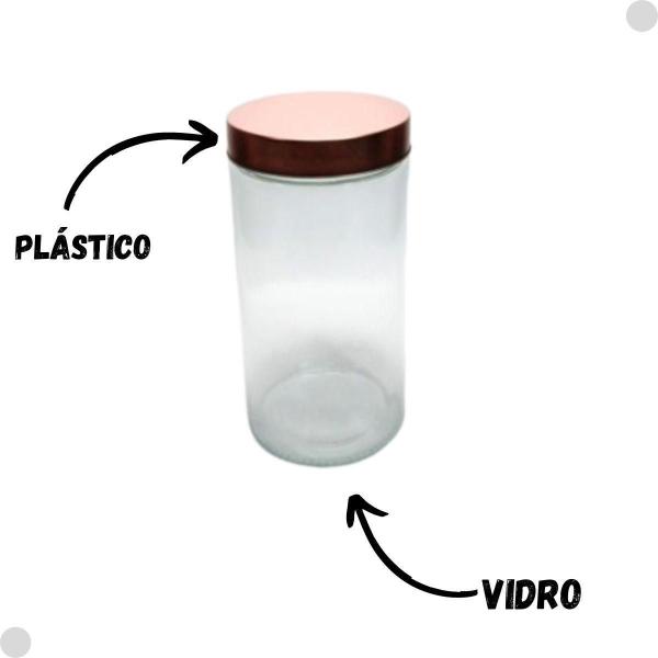 Pote De Vidro C/Tampa Inox Rose Gold 1.3L 0177/2 - Yoss Imagem de Pote De Vidro C/Tampa Inox Rose Gold 1.3L 0177/2 - Yoss