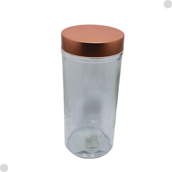 Pote De Vidro C/Tampa Inox Rose Gold 1.3L 0177/2 - Yoss Imagem de Pote De Vidro C/Tampa Inox Rose Gold 1.3L 0177/2 - Yoss