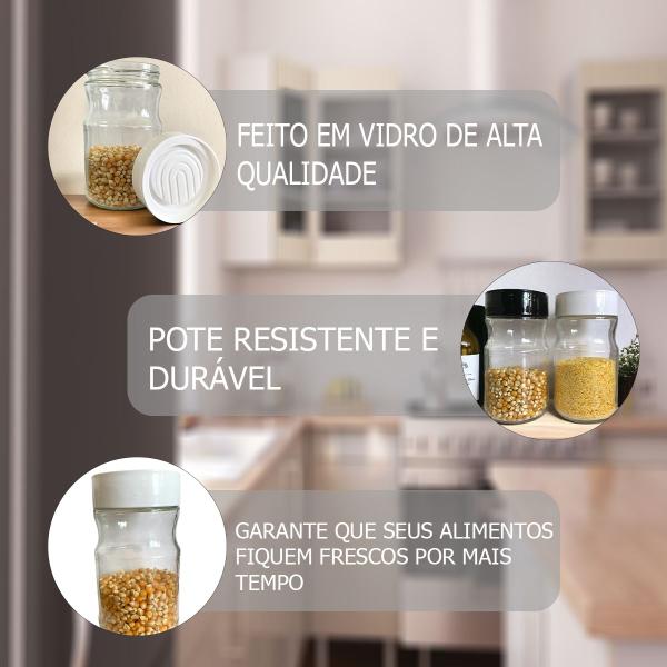 Imagem de Pote De Vidro Com Tampa Branca 720ml Para Alimentos Mantimentos Cozinha