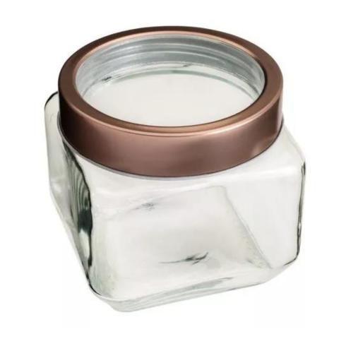 Pote de Vidro com Tampa de Metal e Acrílico Gastro Rosé 800ml - Lyor Imagem de Pote de Vidro com Tampa de Metal e Acrílico Gastro Rosé 800ml - Lyor