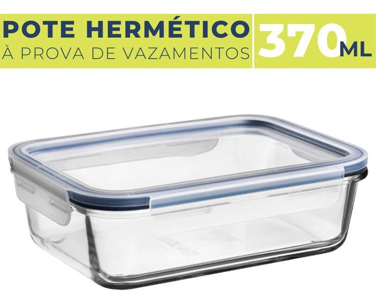 Imagem de Pote De Vidro Hermético 370ml Com Tampa Plástica e Vedação