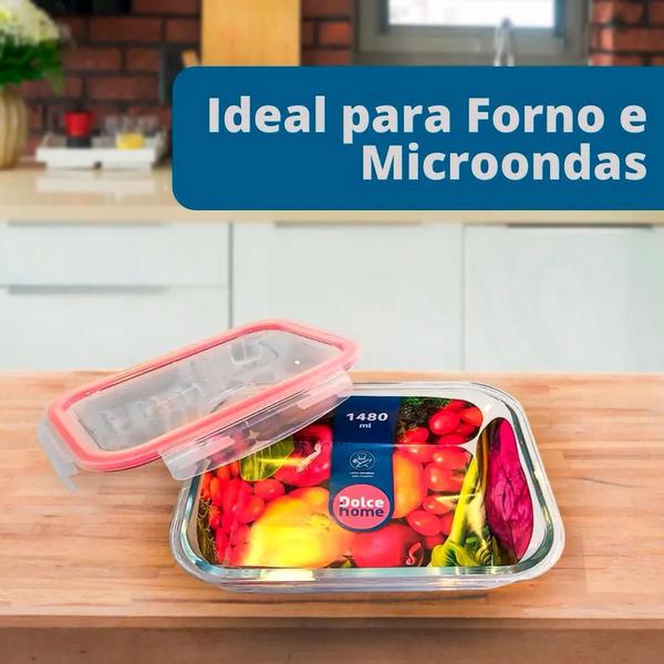 Imagem de Pote De Vidro Hermético Marmita Forno Micro-Ondas 1300Ml