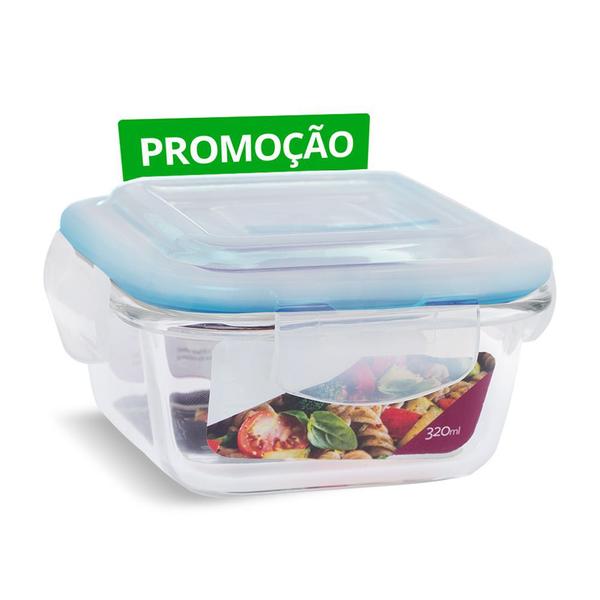 Imagem de Pote de Vidro Hermético Quadrado 320ml Papinha Pequeno