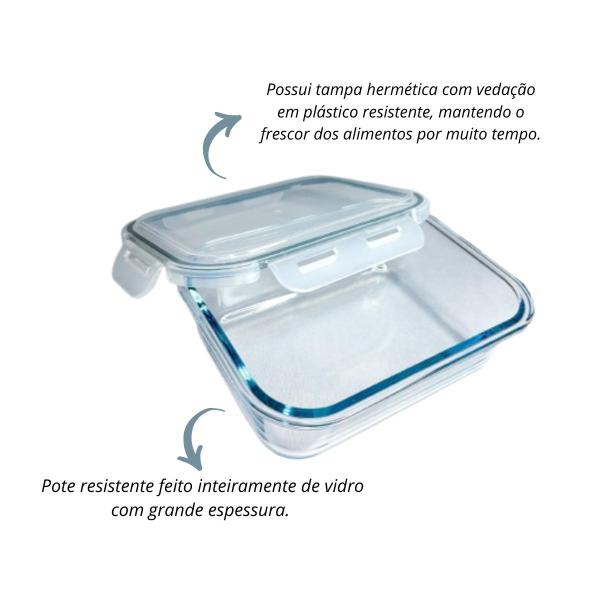 Imagem de Pote de Vidro Hermetico Retangular Casual 1040ML - Class Home