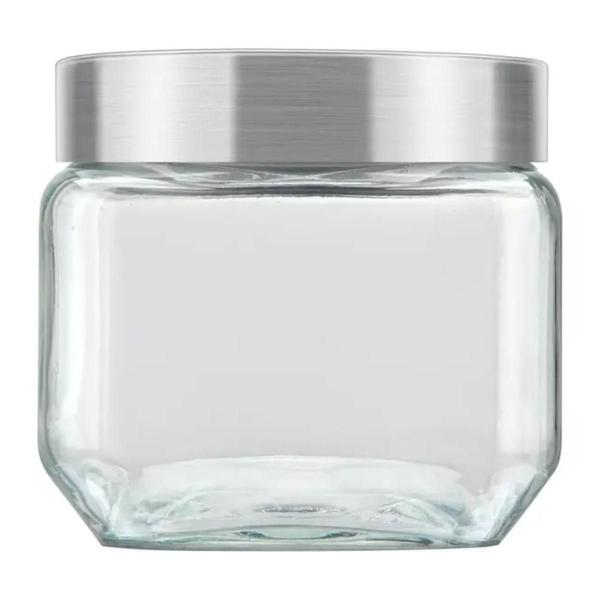 Pote de Vidro Invicta Quadrado com Tampa Inox 800ml Imagem de Pote de Vidro Invicta Quadrado com Tampa Inox 800ml