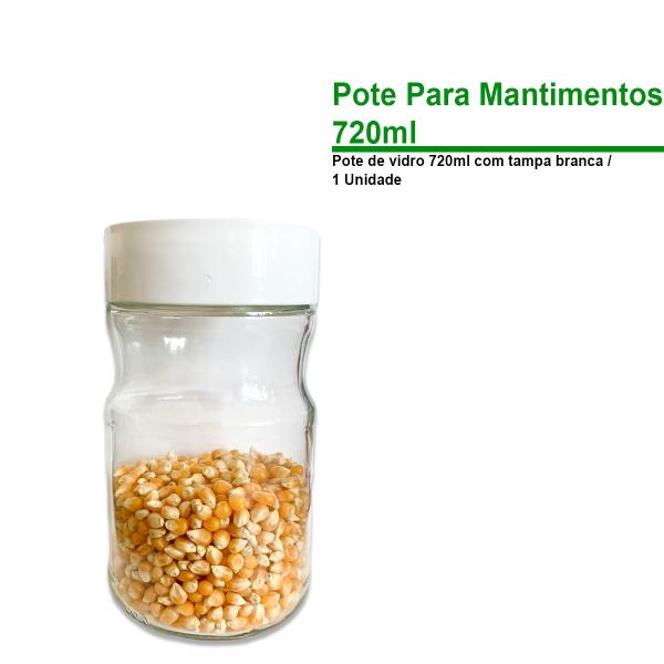 Imagem de Pote De Vidro Para Alimentos Mantimentos Cozinha Com Tampa Branca 720ml