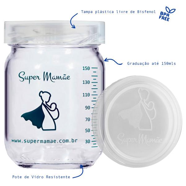 Imagem de Pote de Vidro para Leite Materno 150ml Super Mamãe Original-5unidades