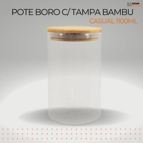 Imagem de Pote De Vidro Para Mantimentos Com Tampa De Bambu 1100ml