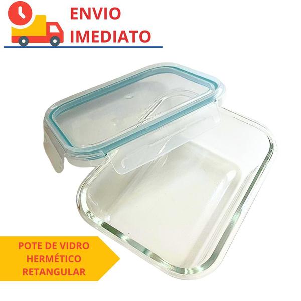 Imagem de Pote de Vidro Retangular Travessa com Tampa Hermético 1520ml