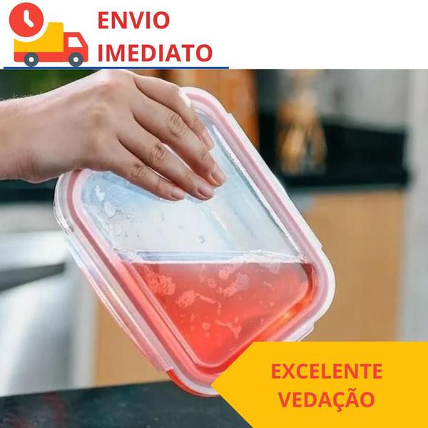 Imagem de Pote de Vidro Retangular Travessa com Tampa Hermético 1520ml