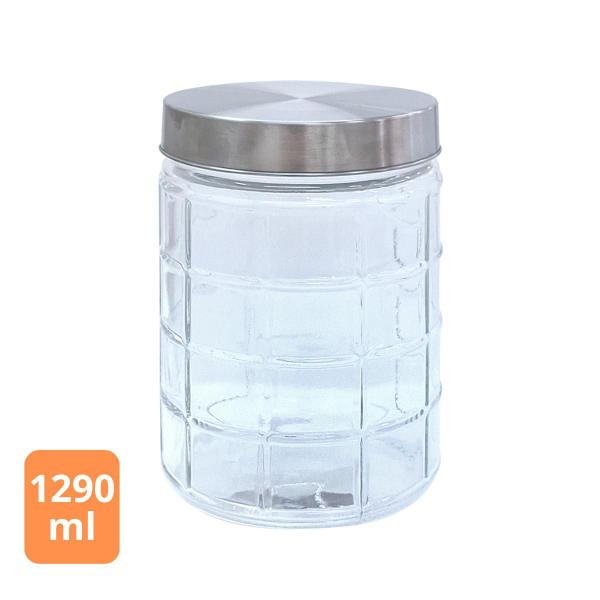 Imagem de Pote De Vidro Tampa Inox Reforçado Cozinha 1290ml