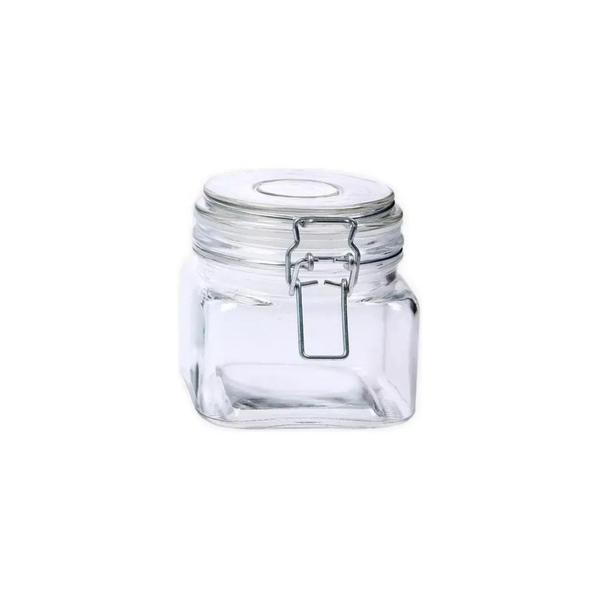Pote De Vidro Vedação Hermético Quadrado C/ Travas Presilhas 460ml Design Elegante - Le Bianco Imagem de Pote De Vidro Vedação Hermético Quadrado C/ Travas Presilhas 460ml Design Elegante