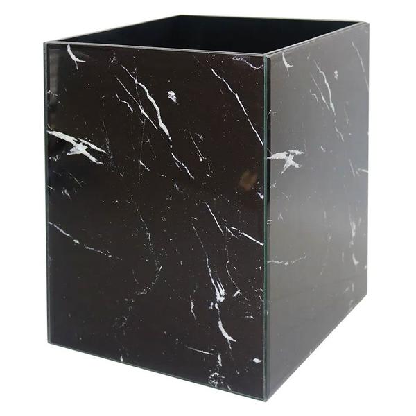 Imagem de Pote Decorativo Quadrado de Vidro Preto Mármore 25cm AH0477 BTC