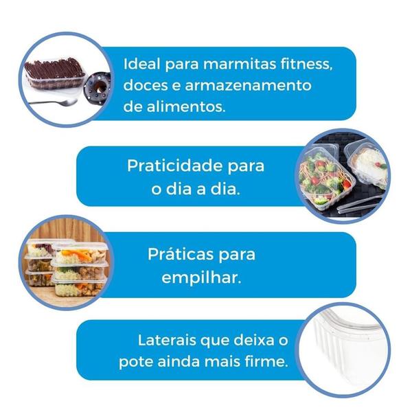 Imagem de Pote Descartável 350ml 120un Empilhavel BPA Free C/ Vedação Marmita Fitness Freezer Micro-ondas