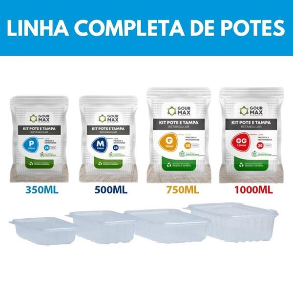 Pote Descartável 350ml Empilhavel BPA Free C/ Vedação Marmita Fitness Freezer Microondas 96un - Gourmax Imagem de Pote Descartável 350ml Empilhavel BPA Free C/ Vedação Marmita Fitness Freezer Microondas 96un