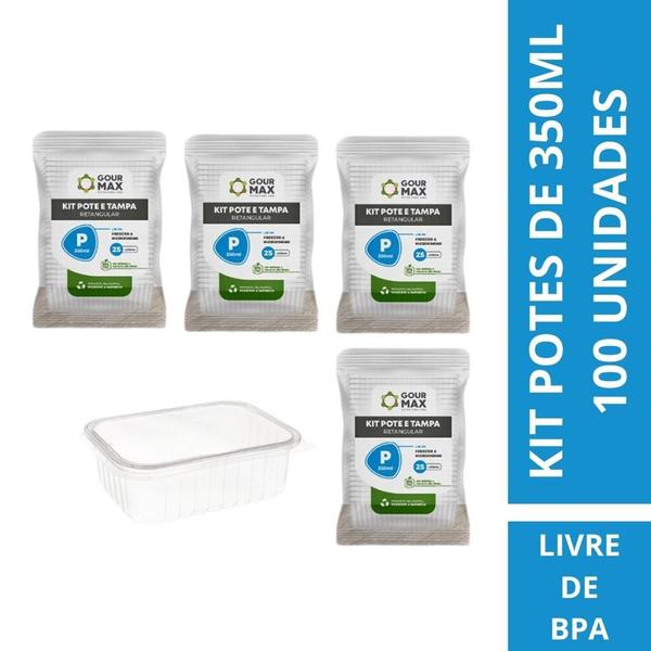 Pote Descartável 350ml Empilhavel BPA Free C/ Vedação Marmita Fitness Freezer Microondas 96un - Gourmax Imagem de Pote Descartável 350ml Empilhavel BPA Free C/ Vedação Marmita Fitness Freezer Microondas 96un