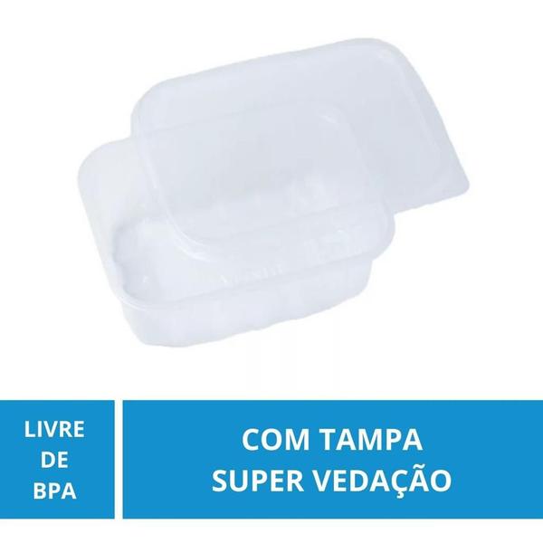 Pote Descartável 350ml Empilhavel BPA Free C/ Vedação Marmita Fitness Freezer Microondas 96un - Gourmax Imagem de Pote Descartável 350ml Empilhavel BPA Free C/ Vedação Marmita Fitness Freezer Microondas 96un