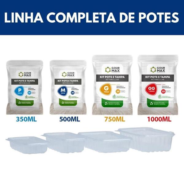 Imagem de Pote Descartável 500ml 48un Empilhavel BPA Free C/ Vedação Marmita Fitness Freezer Micro-ondas