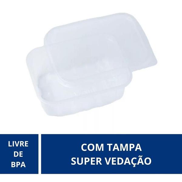 Imagem de Pote Descartavel 500ml 72un Empilhavel BPA Free C/ Vedacao Marmita Fitness Freezer Micro-ondas