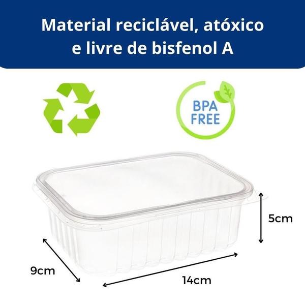 Imagem de Pote Descartavel 500ml 96un Empilhavel BPA Free C/ Vedacao Marmita Fitness Freezer Micro-ondas