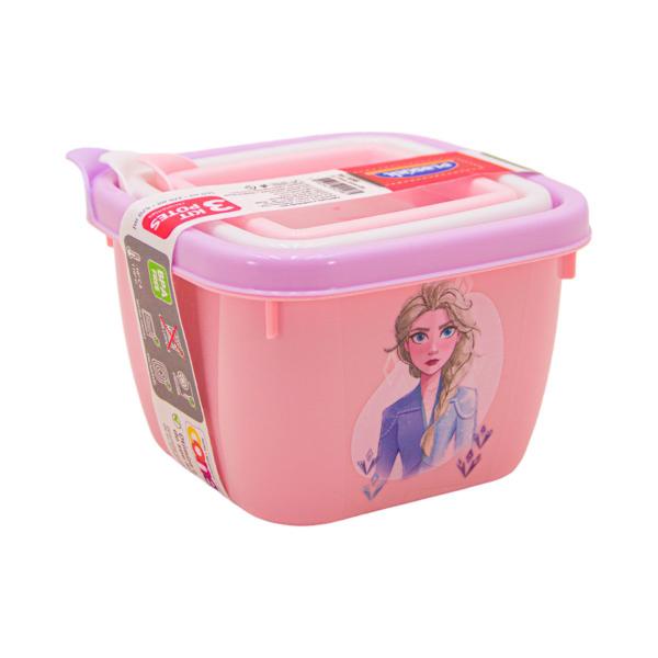 Imagem de Pote frozen Infantil Kit com 3 Marmitas para lanche Escolar Plasútil