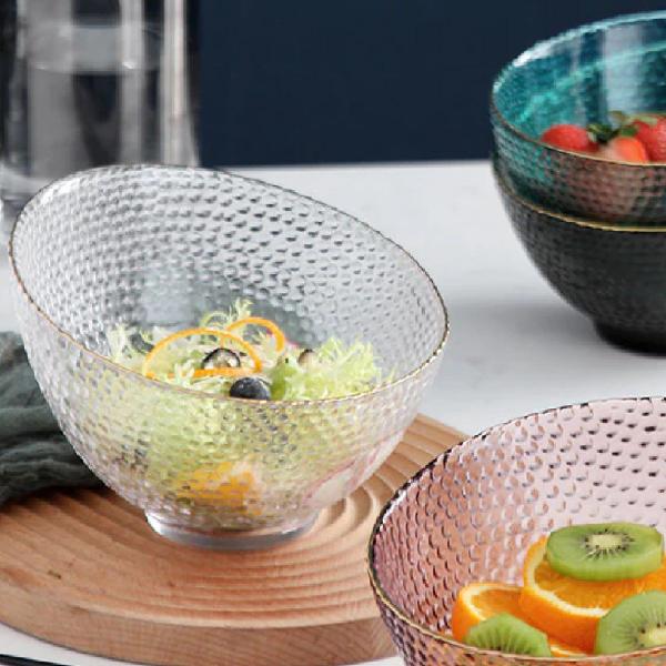 Pote Fruteira Saladeira Tigela Chanfrada Bowl Transparente - Y888 Imagem de Pote Fruteira Saladeira Tigela Chanfrada Bowl Transparente