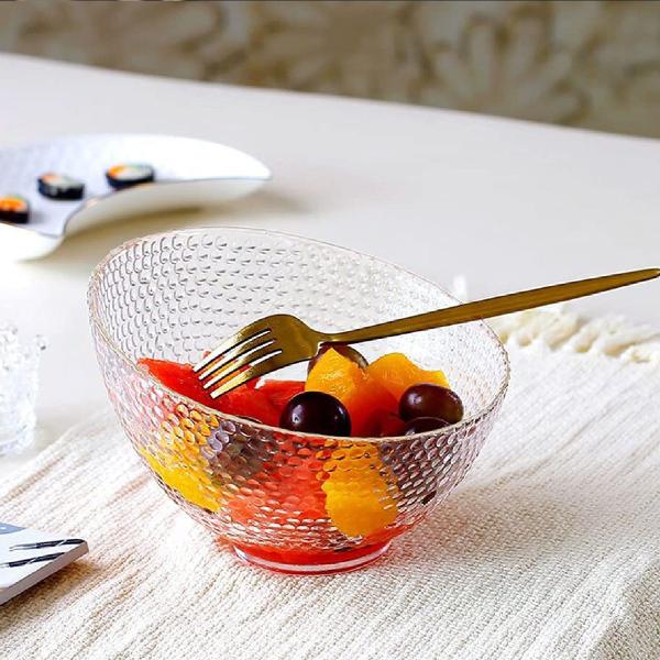 Pote Fruteira Saladeira Tigela Chanfrada Bowl Transparente - Y888 Imagem de Pote Fruteira Saladeira Tigela Chanfrada Bowl Transparente