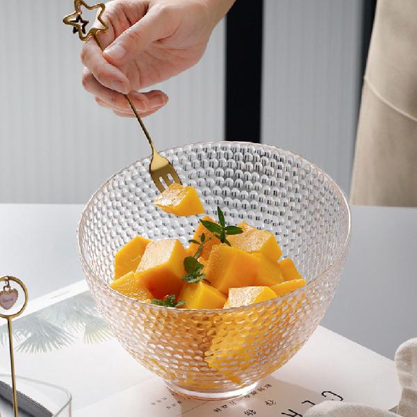 Pote Fruteira Saladeira Tigela Chanfrada Bowl Transparente - Y888 Imagem de Pote Fruteira Saladeira Tigela Chanfrada Bowl Transparente