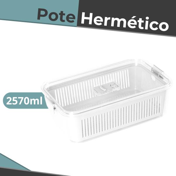 Imagem de Pote Hermético 2570ml de Acrílico C/ Cesto de Drenagem