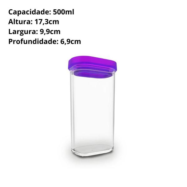 Imagem de Pote Hermético Acrílico Pote de Alimentos 500ml Roxo