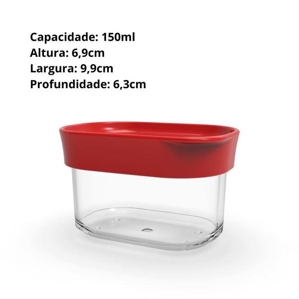 Imagem de Pote Hermético Acrílico Pote para Temperos 150ml Vermelho