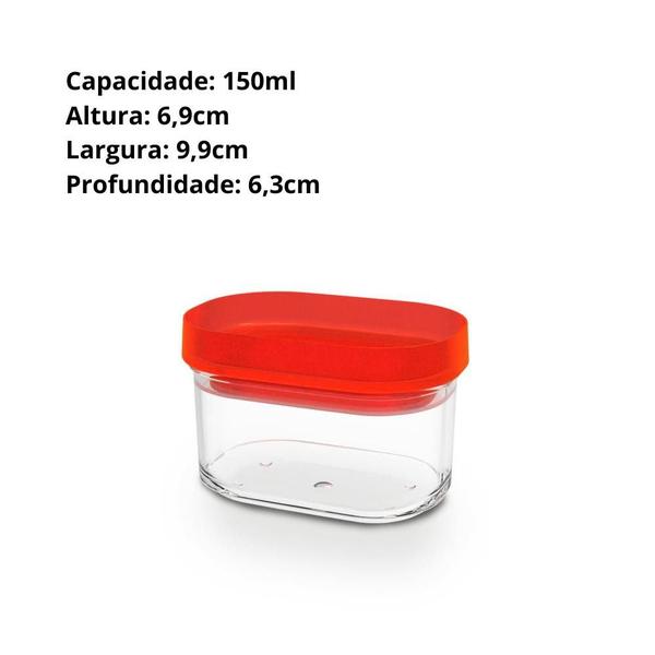 Imagem de Pote Hermético Acrílico Pote para Temperos 150ml Vermelho