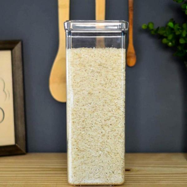 Imagem de Pote Hermético Acrílico Quadrado 2200ml Empilhável C/ Tampa 2,2 L Lumini Plástico Organizador Grande Multiuso Alimento