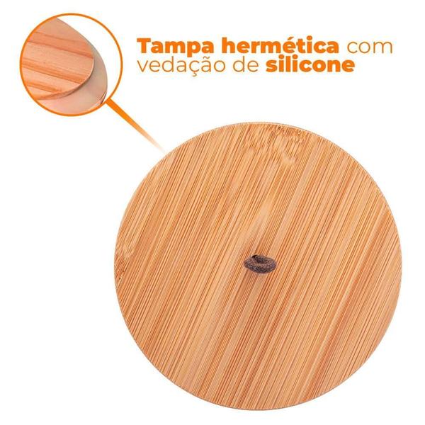 Imagem de Pote Hermético Cerâmica Tampa Bambu Verde 12,5Cm - Lyor 2665