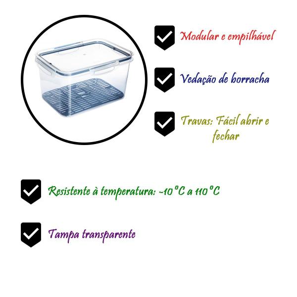 Imagem de Pote Hermético com Tampa e Escorredor para Alimentos 4 Litros Plasútil 