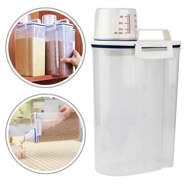 Pote Hermético Com Trava e Medidor 2 Litros - Clink Imagem de Pote Hermético Com Trava e Medidor 2 Litros