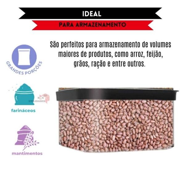 Imagem de Pote Hermético Cozinha  2500ml Porta Mantimentos para grãos arroz ração Resistente