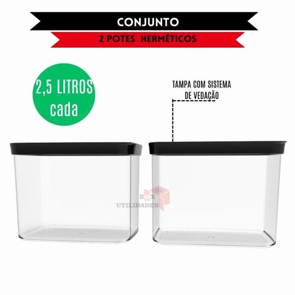 Imagem de Pote Hermético Cozinha  2500ml Porta Mantimentos para grãos arroz ração Resistente