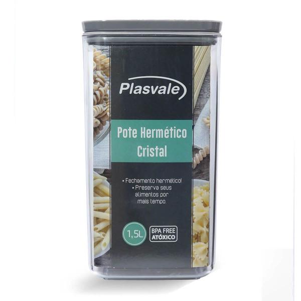 Pote Hermético Cristal Plasvale Porta Mantimentos 1,5L Condimentos Transparente Imagem de Pote Hermético Cristal Plasvale Porta Mantimentos 1,5L Condimentos Transparente