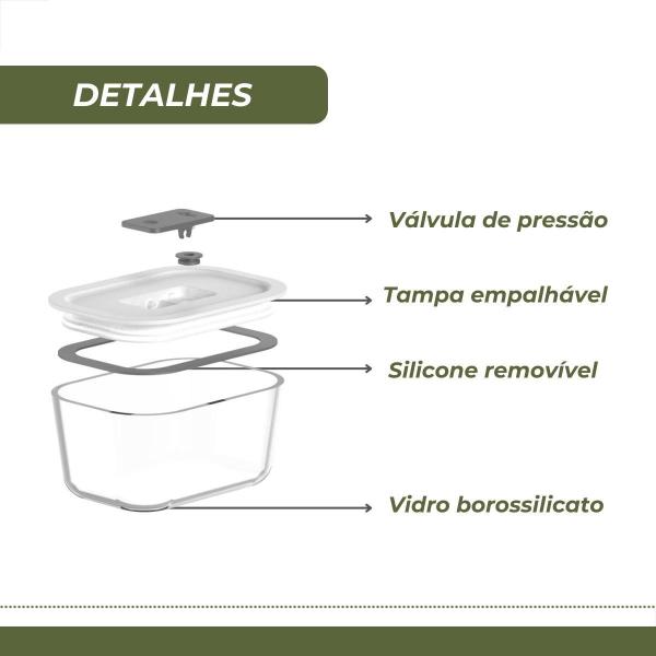 Pote Hermetico De Vidro Fresh Lock 2,4Ml Cozinha Armazenar - OU Imagem de Pote Hermetico De Vidro Fresh Lock 2,4Ml Cozinha Armazenar