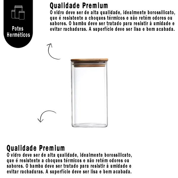 Imagem de Pote Hermético de Vidro, Tampa de Bambu Organizador Cozinha Geladeira Ideal Especiarias Temperos Objetos 1650ml PF08 F