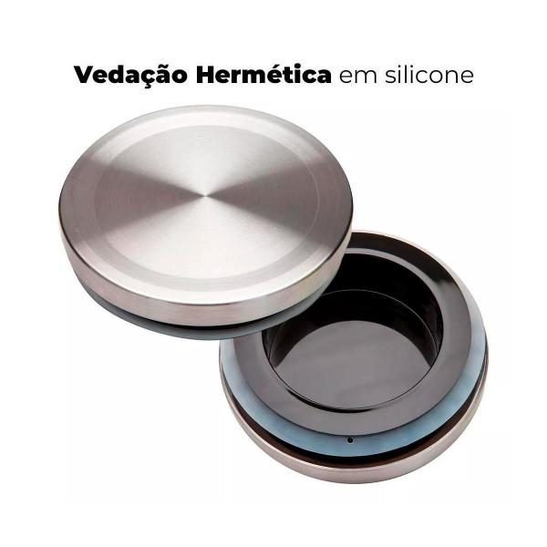 Imagem de Pote Hermetico de Vidro Tampa Inox Para Alimentos 550ml 3 Un