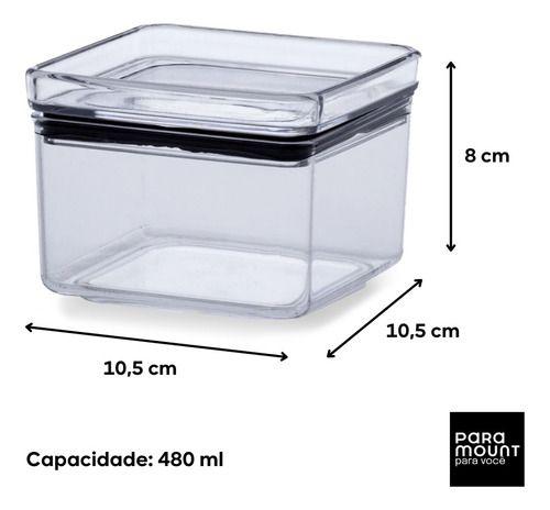 Imagem de Pote Hermético Lumini Quadrado Alimentos Empilhável - 480ml