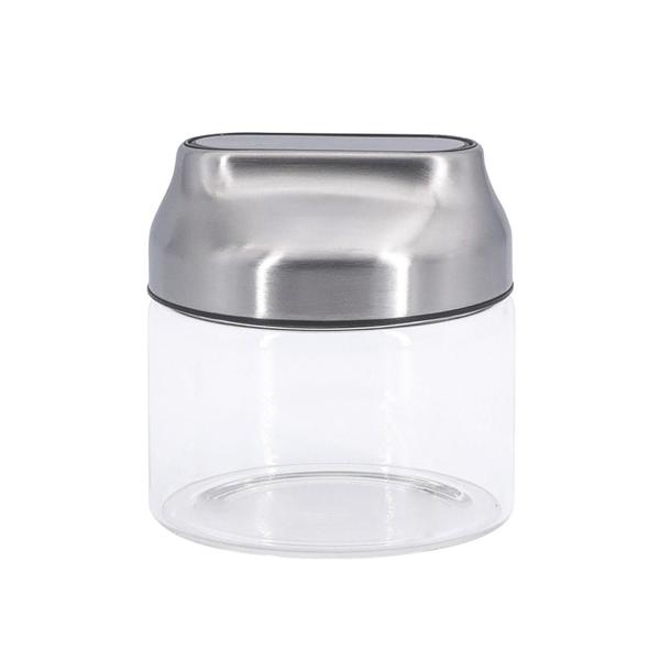 Imagem de Pote Hermético Mantimentos de Vidro 390ml Tampa Inox Condimentos Organizador Alimentos